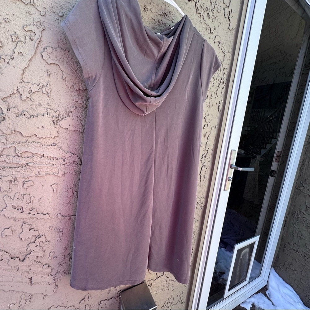 Elan Soft Black Dress Hooded Cap Sleeve Pull Over Pockets USA Made - Picture 6 of 12